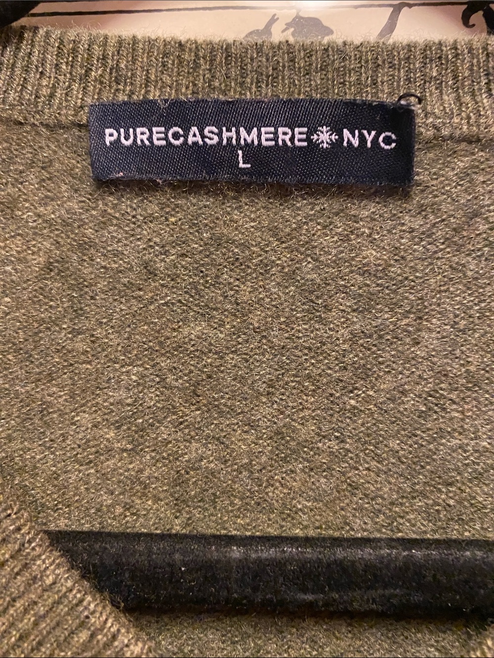 Pure Cashmere NYC Moss Green Cashmere Sweater - Picture 4 of 5